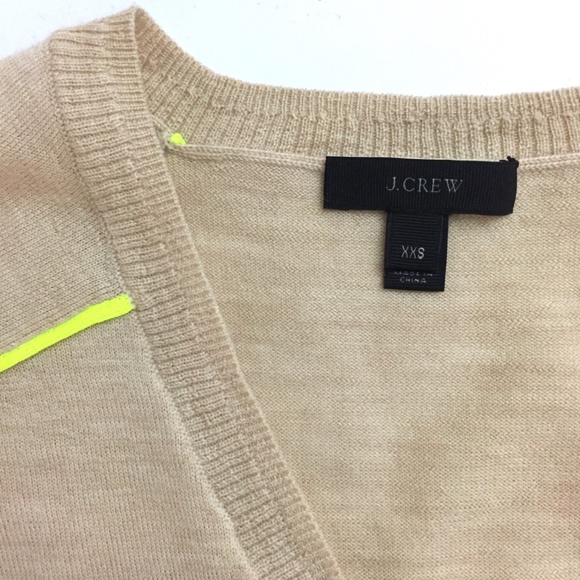 J. Crew Neon-piped V-Neck Merino Wool Knit Sweater - Picture 4 of 9